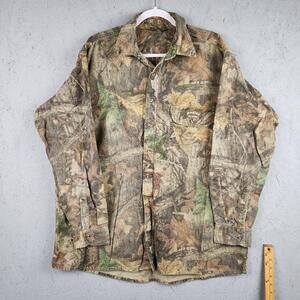 Vintage Spartan Outdoors Shirt Mens XL Camo Chamois Flannel Hunting Camouflage